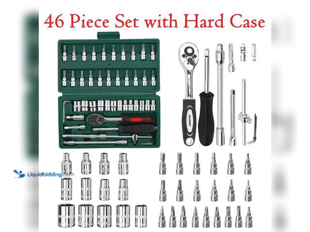 Lot 49-1616182 - Metric 1/4" Ratchet/Socket 46 Piece Set with Hard Case - NEW - Includes 21pc-BIT SOCKETS:  SL4,5.5,7...