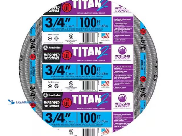 Lot 49-3637897 - Southwire 3/4 in. x 100 ft. Liquidtight Flexible Metallic Titan Steel Conduit, Model # 55082703, Unu...