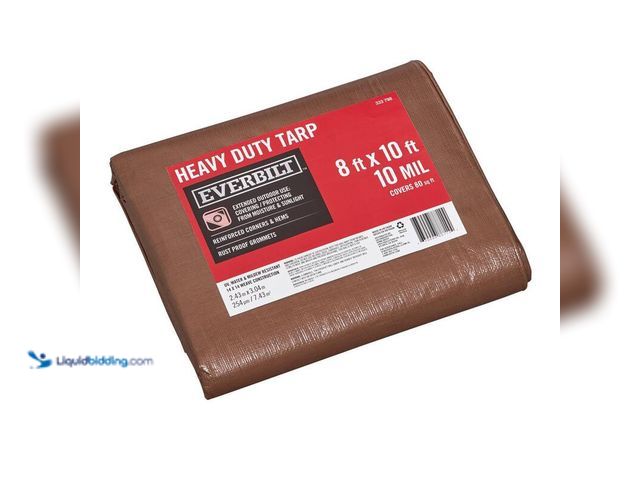 Lot 49-5406757 - Everbilt 8 ft. x 10 ft. Brown and Silver Heavy Duty Tarp, Model#33-798, Unused.