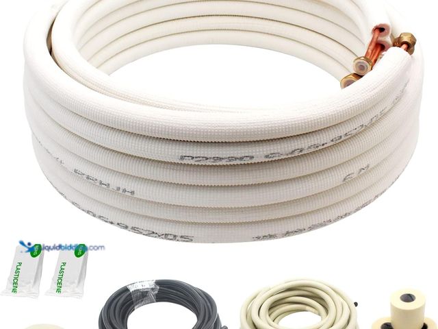 Lot 49-5488242 - 25 Ft Mini Split Line Set.Air Conditioner Copper Tubing Pipes Extension Set, 1/4" & 3/8" 3/8" PE Thi...