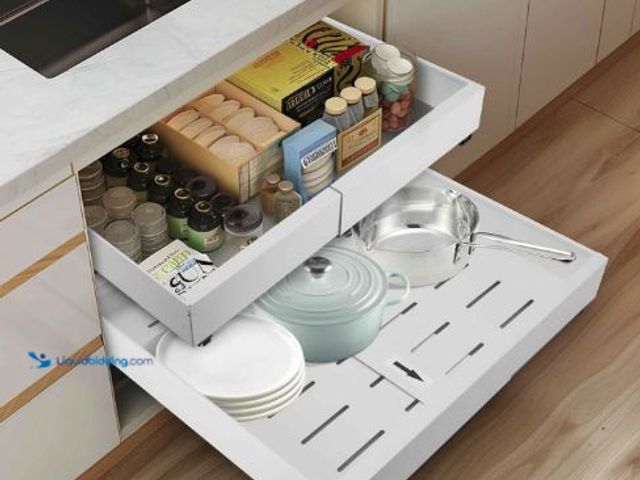 Lot 49-5436418 - 21" Deep Expandable Pull Out Cabinet Organizer,(12"-20")Slide Out Drawers For Kitchen Cabinets,Adhes...