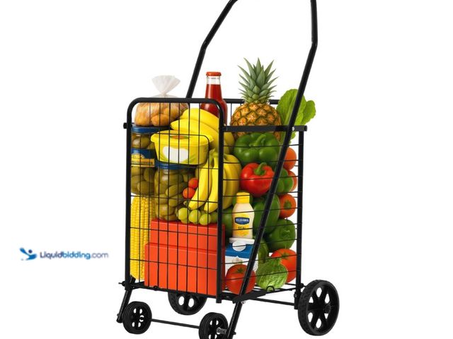 Lot 49-1556592 - YITAHOME Folding Shopping Cart with Wheels, Portable Collapsible Grocery Cart for Seniors, Rolling U...