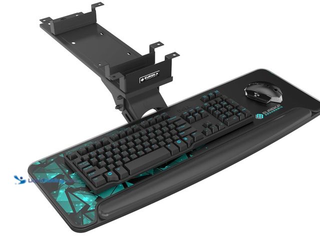 Lot 49-3431522 - EUREKA ERGONOMIC Height Adjustable Mouse & Keyboard Tray Under Desk, 28x10'' Large Slide Out Swivel ...