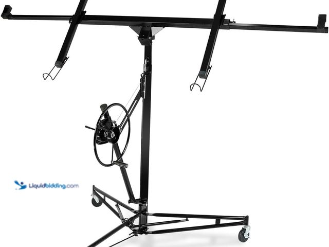 Lot 49-5412038 - 16FT Drywall Lift Panel Hoist Jack Lifter, 150LBS Heavy Duty Steel Sheetrock Lift with Wheels, Adjus...