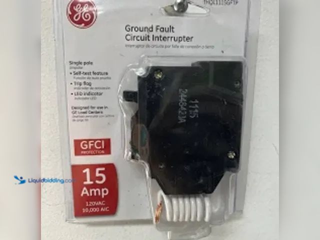 Lot 49-3631021 - GE 15-Amp Ground Fault Single Pole Circuit Breaker with Self Test, Model # THQL1115GFTP, Unused.   R...