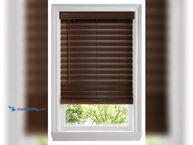 Lot 49-3616739 - 35"W x 64"L Espresso Cordless Premium Faux Wood Blinds with 2.5" Slats - 35 in. W x 64 in. L - Unuse...