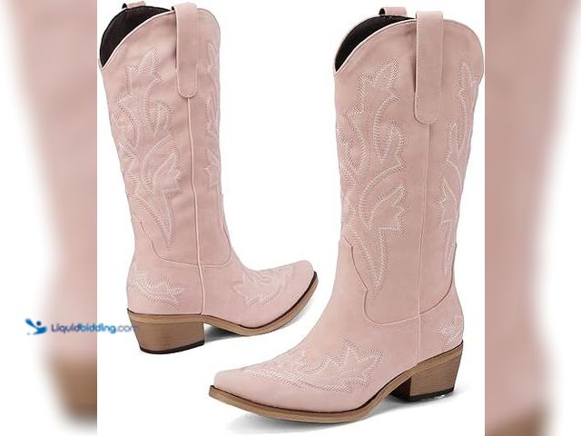 Lot 49-5463289 - Cowboy Boots for Women Light-Pink Western Cowgirl Boot Pink Comfortable Chunky Heel Wide Calf and Po...