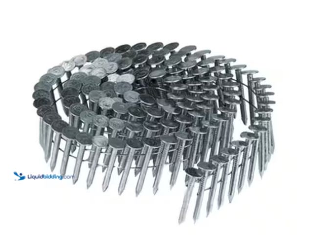 Lot 49-1515849 - HUTTIG-GRIP 1-3/4 in. x 0.120 in. 15° Wire Collated Electrogalvanized Smooth Shank Coil Roofing Nail...