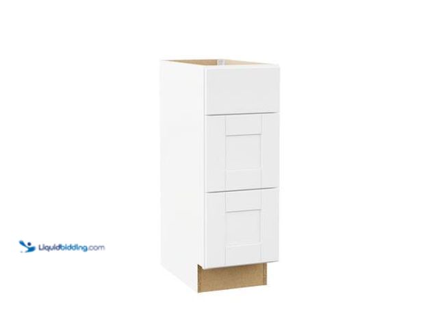 Lot 49-5581771 - Hampton Bay Shaker 12 in. W x 21 in. D x 34.5 in. H Assembled Bath 3 Drawer Base Bathroom Cabinet in...