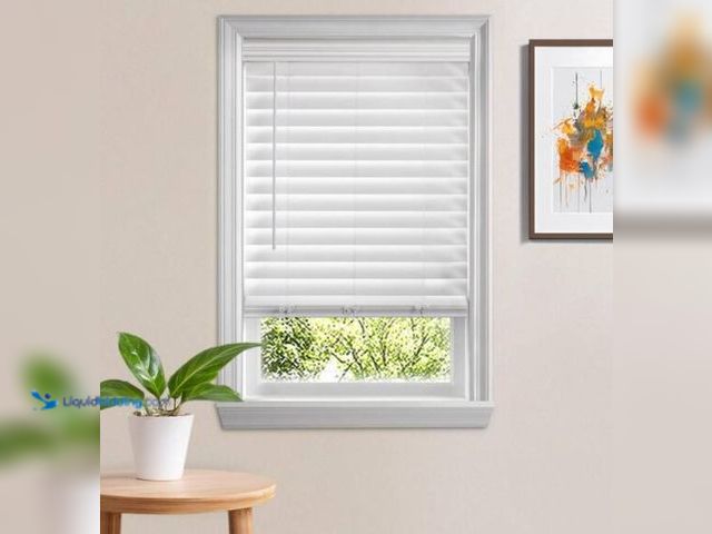 Lot 49-1631075 - Home Decorators Collection White Cordless Premium Faux Wood Blind/Shade with 2.5 in. Slats-51.25 in....