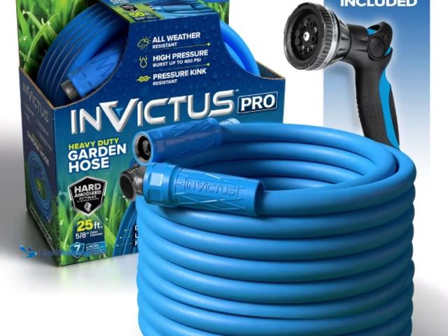Lot 49-5546172 - Invictus PRO Garden Hose 100Ft Heavy Duty Garden Hose with 10-Function Spray Nozzle Kink-Free 400 PS...