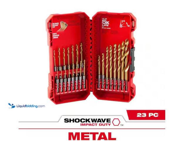 Lot 49-1568709 - Milwaukee SHOCKWAVE IMPACT DUTY Titanium Twist Drill Bit Set (23-Piece) Model # 48-89-4631, Used, Mi...