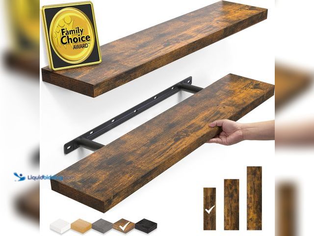 Lot 49-3513460 - BAYKA Floating Shelves Set of 2, 22.5" Rustic Wood Wall Mounted Shelves for Bedroom, Living Room, Ki...