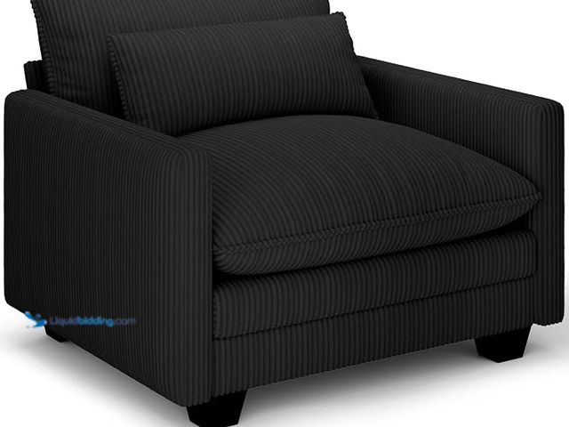 Lot 49-1630645 - Corduroy Cloud Accent Chair with Washable Cover, Comfortable Deep Seat, Pillow, Black, Model #B0GT7W...
