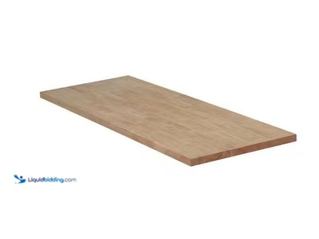 Lot 49-1568448 - Hampton Bay 8 ft. L x 25 in. D Unfinished Hevea Solid Wood Butcher Block Countertop With Standard Ed...