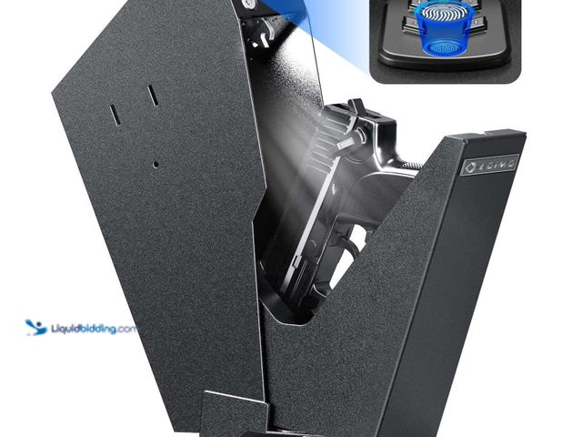 Lot 49-3431902 - ADIMO Gun Safe for Handgun, Biometric Pistol Safe Fingerprint Quick Access Drop Down Single Mount Gu...