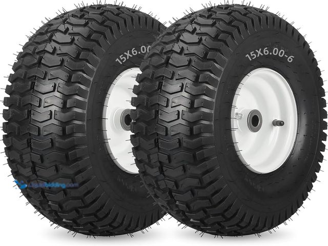 Lot 49-5408609 - 15x6.00-6 Rubber Lawn Mower Tire and Wheel, 2 Pcs Replacement 15x6-6nhs Riding Mowers Lawn Tire and ...