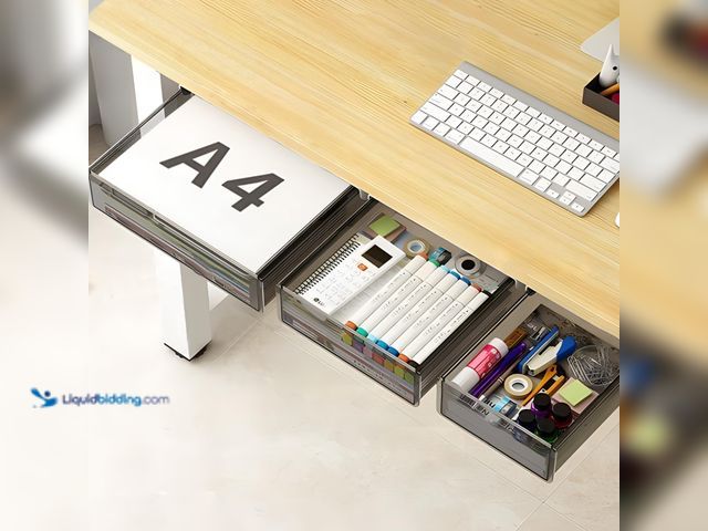 Lot 49-3600476 - Under Desk Table Drawer Storage Organizer,3 Pack Large & Medium & Small Slide Out Desk Drawers - Hid...