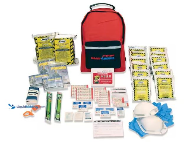 Lot 49-1547548 - Ready America 2-Person 3-Day Emergency Kit with Backpack, Model # 70280, Unused.  Ref#SB-1029