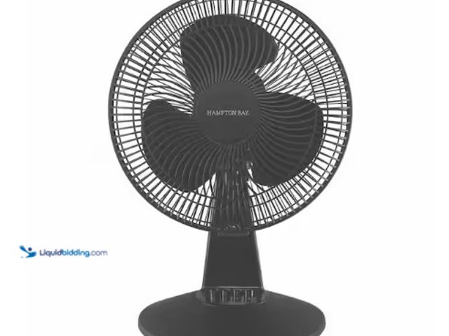 Lot 49-3615906 - Hampton Bay 12 in. 3-Speed Oscillating Personal Desk Fan with Tiltable Head in Black, Model # FT30-2...