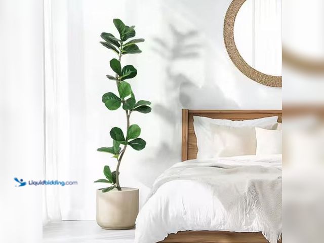 Lot 49-2001003 - Garvee 5 ft. Artificial Fiddle Leaf Fig Tree with Black Nursery Planter, Large Floor Plants for Home...