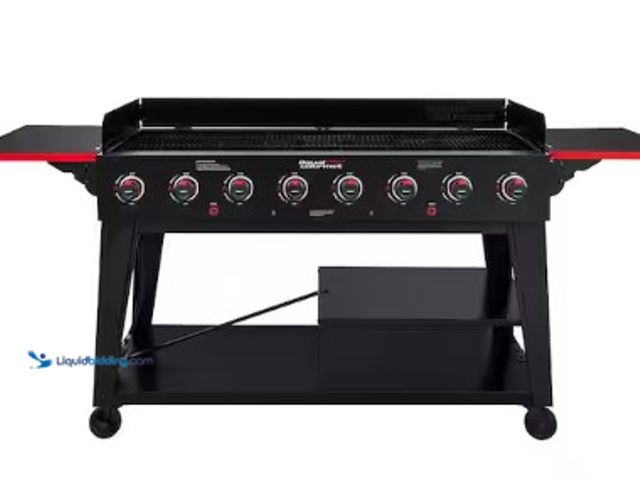 Lot 49-1509812 - Royal Gourmet 8-Burner Event Propane Gas Grill with 2 Folding Side Tables in Black Model # GB8003 ne...