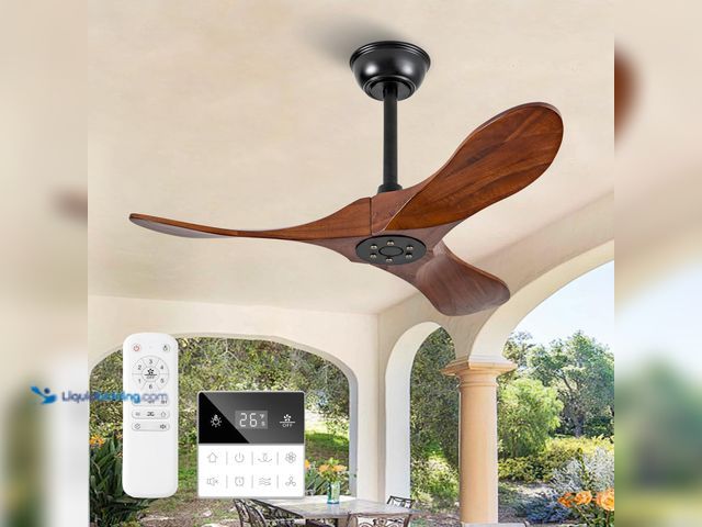 Lot 49-5553245 - 36 Inch Small Outdoor Ceiling Fans for Patios,Wood Ceiling Fans with Remote and Wall Control,6 Speed...