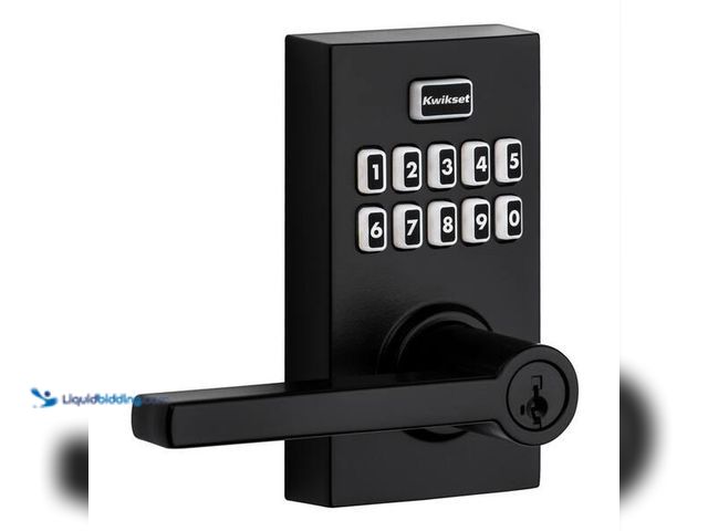 Lot 49-5452307 - Kwikset
SmartCode 917 Matte Black Contemporary Keypad Electronic Single-Cylinder Halifax Door Handl...