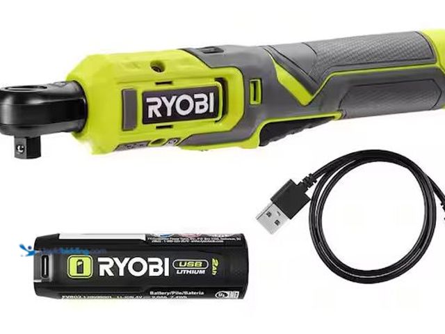 Lot 49-3530379 - RYOBI
USB Lithium 3/8 in. Ratchet Kit with 2.0 Ah Battery and USB Charging Cable Internet # 3253542...