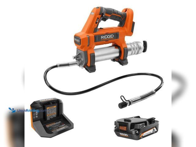 Lot 49-2024944 - RIDGID 18V Cordless Grease Gun Kit with (1) 2.0 Ah Battery and Charger. Model # R860445KN. MSRP $ 18...