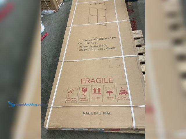 Lot 49-5487179 - 54x76 Matte Black Shower Door New