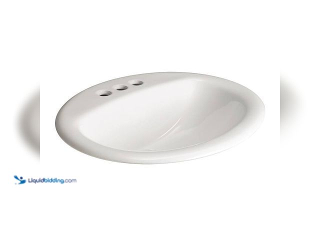 Lot 49-5412588 - Glacier Bay Aragon 20 in. Drop-In Oval Vitreous China Bathroom Sink in White, Model#462-071, Unused.