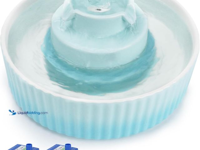 Lot 49-5488293 - Ceramic Cat Water Fountain, 2.1L/71oz Cat Fountain with 3 Carbon Filters and 2 Quiet Pumps, Cupcake ...