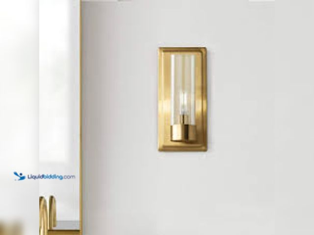 Lot 49-5461319 - Home Decorators Collection Closmere 5 in. 1-Light Brushed Gold Mid-Century Modern Wall Sconce with C...