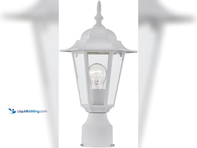 Lot 49-3528926 - WISBEAM White Outdoor Post Light, Pole Lantern, E26 Base 60W Max, Aluminum Housing Plus Glass, Wet L...