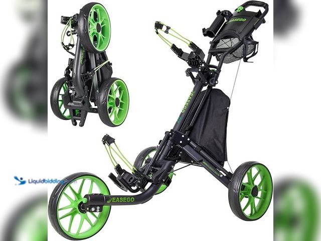 Lot 49-1578013 - EASEGO Golf Push Cart 3 Wheel : Golf Bag Cart Foldable with Phone Holder/Cup/Umbrella Holder Compact...