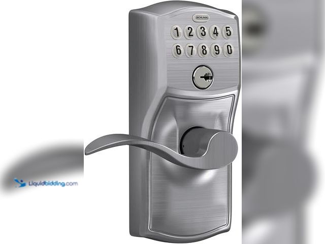 Lot 49-3528729 - SCHLAGE FE595 CAM 626 ACC Camelot Keypad Entry with Flex-Lock and Accent Levers, Brushed Chrome asin...