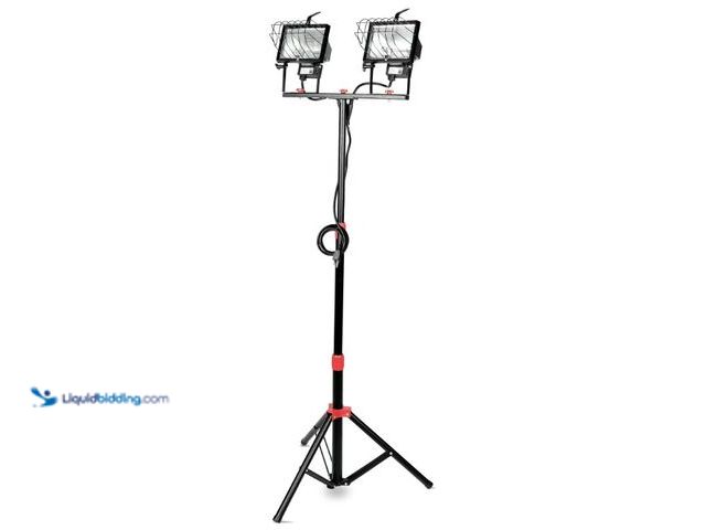 Lot 49-5538933 - Hyper Tough 1000W Halogen 2 Light Corded Tripod Mounted Portable Work Light, 7625. Used and powers o...