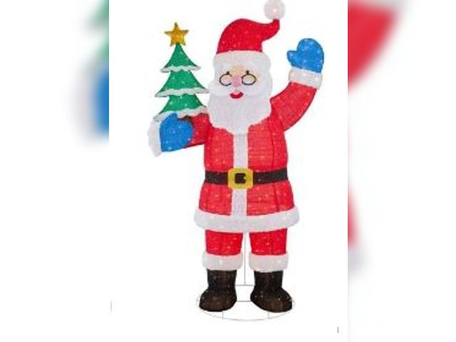 Lot 49-1544828 - Home Accents Holiday 8 ft. Yuletide Lane Giant-Sized LED Collapsible Santa With Christmas Tree in Ha...