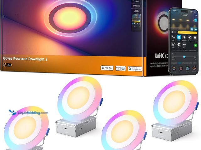 Lot 49-3531153 - Govee Smart Recessed Lighting 4 inch, RGBIC LED Recessed Light Compitable with Matter and Alexa, 270...