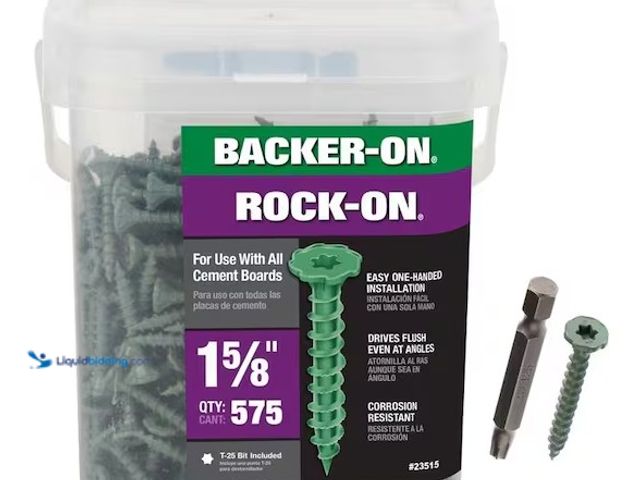 Lot 49-5552130 - Rock-On No. 9 X 1-5/8 in. L Star Flat Head Serrated Cement Board Screws. Zoro #
G810519263. New