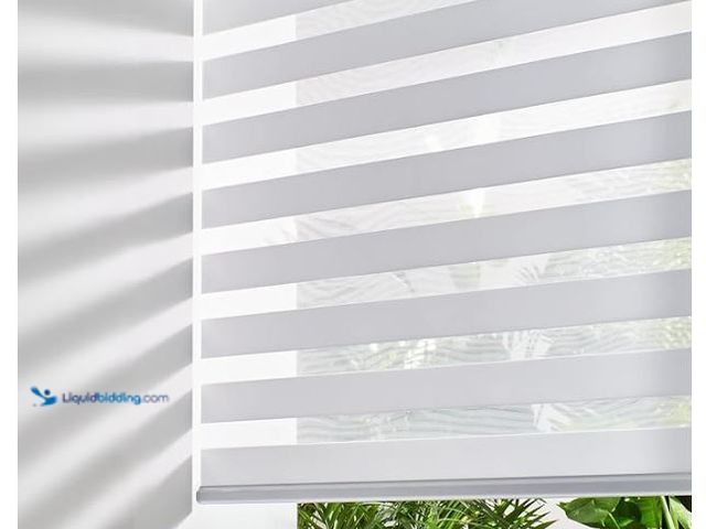 Lot 49-1632045 - 69"W x 72"H Persilux Zebra Blinds for Windows, Cordless Roller Shades Window Treatments (White) Ligh...