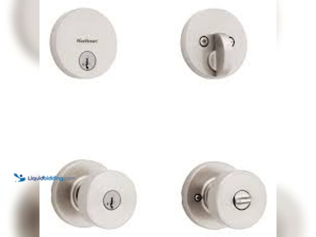 Lot 49-5458912 - Pismo Round Rose Satin Nickel Knob Door Combo Pack Featuring SmartKey Security, Model# 991PSKRDT15SM...