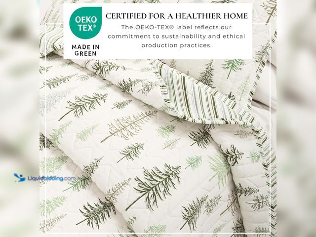 Lot 49-5476747 - Great Bay Home 2-Piece Reversible Forest Cabin Bedspread Twin/Twin XL Quilt. All-Season, Comfortable...