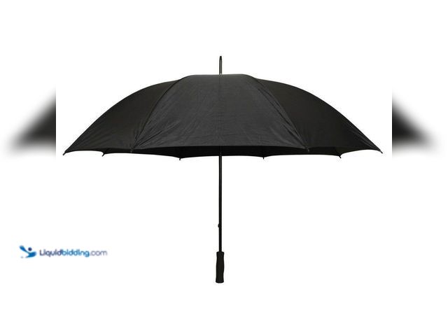 Lot 49-3564530 - QTY - 5  FIRM GRIP
5 ft. Golf Umbrella in All Black. Model # 38124. Unused