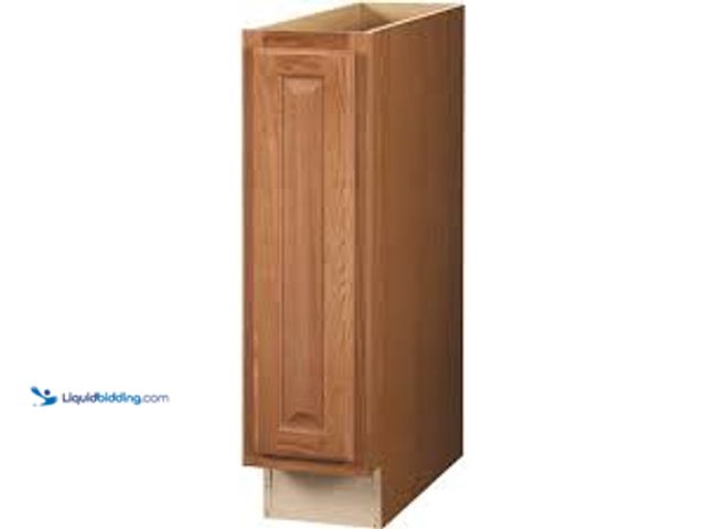 Lot 49-5436281 - Hampton Bay Hampton 9 in. W x 24 in. D x 34.5 in. H Assembled Base Kitchen Cabinet in Medium Oak. Mo...