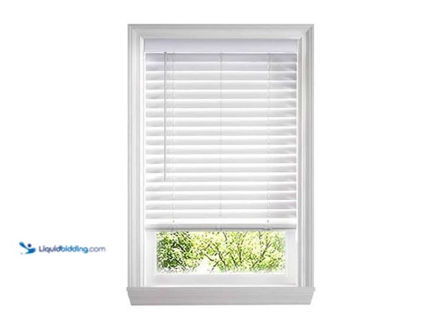 Lot 49-5546331 - Home Decorators Collection White Cordless Faux Wood Blinds for Windows with 2 in. Slats - 60.5 in. W...
