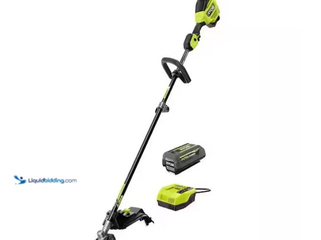 Lot 49-3431830 - RYOBI 40V HP Brushless Whisper Series 17 in. Cordless Attachment Capable String Trimmer with 4 Ah Ba...