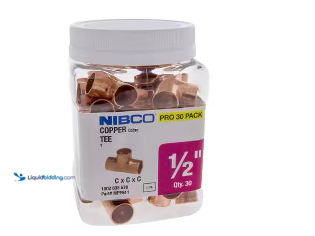 Lot 49-1566605 - Everbilt 1/2 in. x 1/2 in. x 1/2 in. Wrot Copper All Cup Tee Fitting Pro Pack, (30 count) Model # MP...