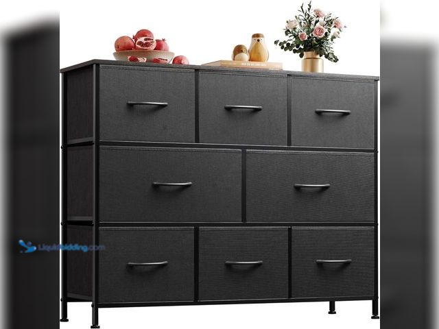 Lot 49-3531517 - WLIVE 8 Drawer Dresser for Bedroom, Fabric Black Dresser with Large Storage Drawer Unit for Entryway...